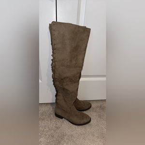 Knee high tan lace up boots